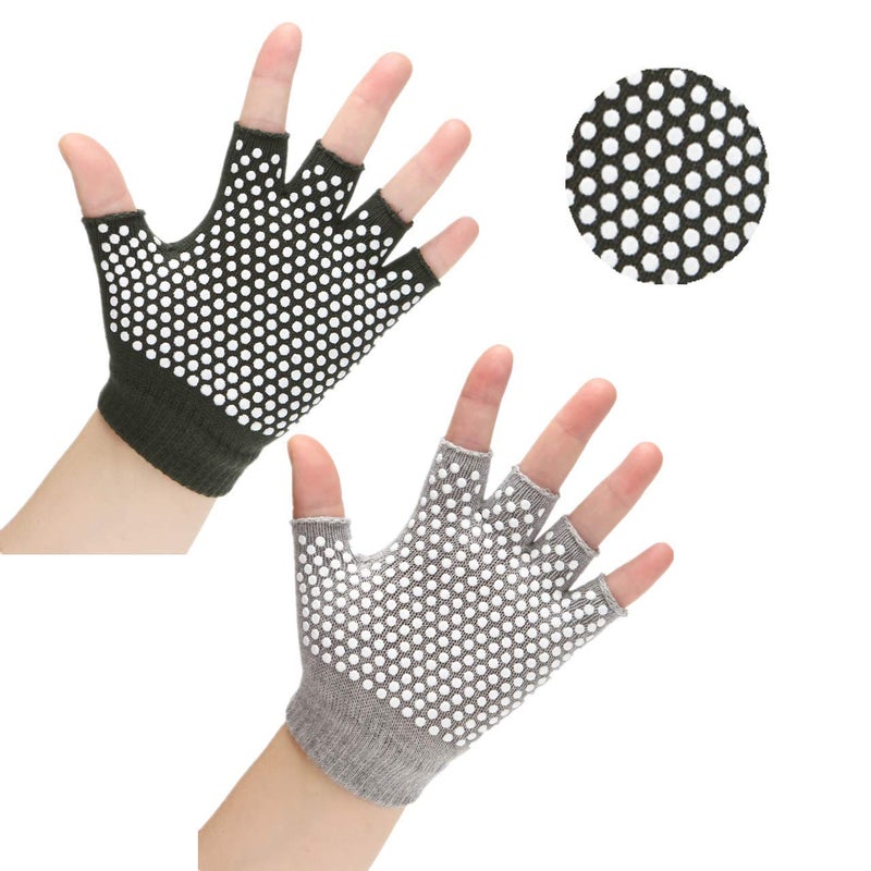 YL traV YL TRD V 2 Packs of Non Slip Fingerless Yoga Gloves with Grips for Women (with White Dots) - Image 5
